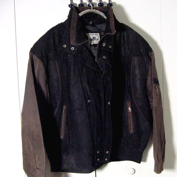 Vtg 90's Excelled Suede Leather Brown & Black leather Jacket Sz 3XL